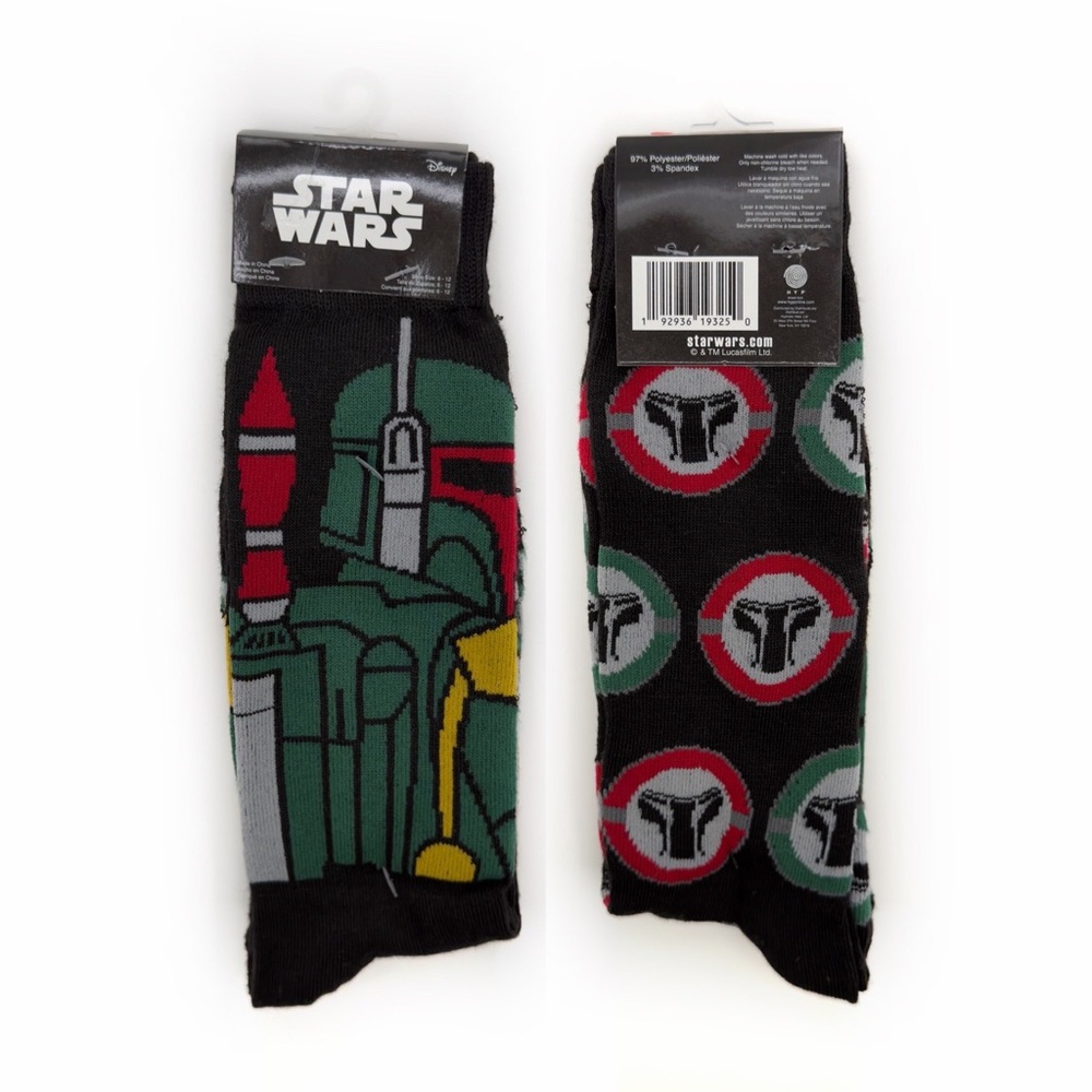 Star Wars The Mandalorian Crew Socks Mens Womens Disney Gift 2 Pairs NWT New
